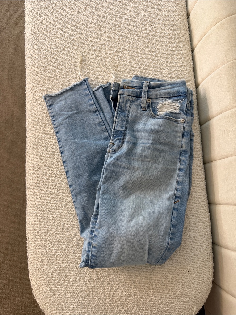 Good American Light Blue Distressed Skinny Jeans